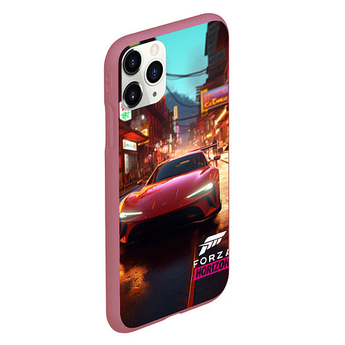 Чехол iPhone 11 Pro матовый Forza Horizon Tokio / 3D-Малиновый – фото 2