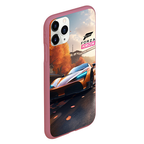 Чехол iPhone 11 Pro матовый Forza Horison осенний пейзаж / 3D-Малиновый – фото 2