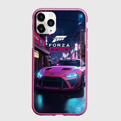 Чехол iPhone 11 Pro матовый Forza night racing, цвет: 3D-малиновый