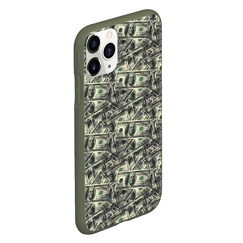 Чехол iPhone 11 Pro матовый Американские доллары / 3D-Темно-зеленый – фото 2