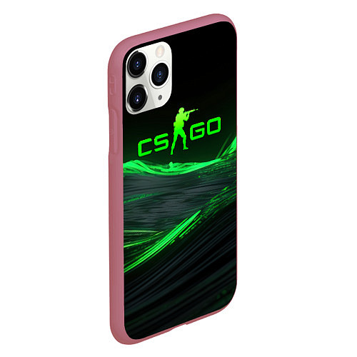 Чехол iPhone 11 Pro матовый CSGO neon green logo / 3D-Малиновый – фото 2