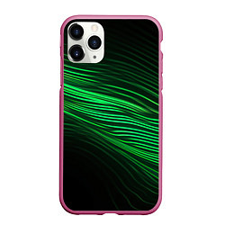 Чехол iPhone 11 Pro матовый Green neon lines