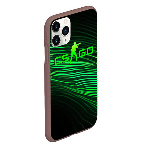 Чехол iPhone 11 Pro матовый CSGO green lines logo / 3D-Коричневый – фото 2