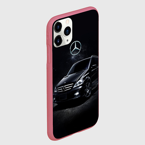 Чехол iPhone 11 Pro матовый Mercedes black / 3D-Малиновый – фото 2