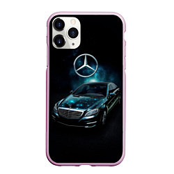 Чехол iPhone 11 Pro матовый Mercedes Benz dark style, цвет: 3D-розовый