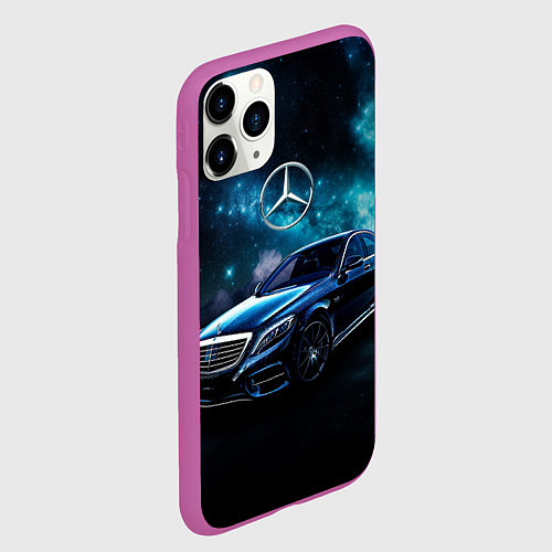 Чехол iPhone 11 Pro матовый Синий мерседес / 3D-Фиолетовый – фото 2