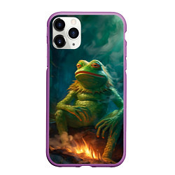 Чехол iPhone 11 Pro матовый Пепе у костра, цвет: 3D-фиолетовый