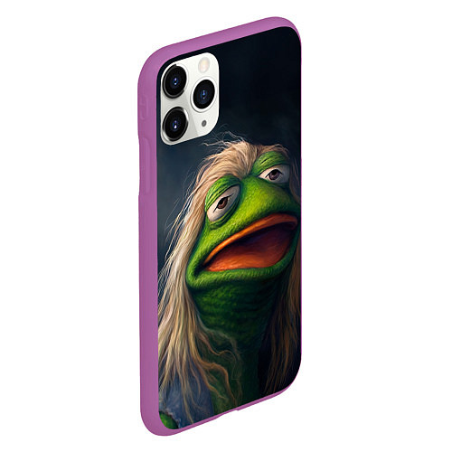 Чехол iPhone 11 Pro матовый Пепе в парике / 3D-Фиолетовый – фото 2