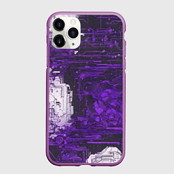 Чехол iPhone 11 Pro матовый Киберпанк заражение фиолетовое, цвет: 3D-фиолетовый