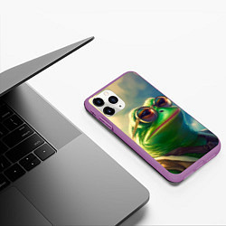 Чехол iPhone 11 Pro матовый Лягушка Пепе, цвет: 3D-фиолетовый — фото 2