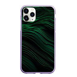 Чехол iPhone 11 Pro матовый Dark green texture, цвет: 3D-светло-сиреневый