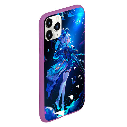 Чехол iPhone 11 Pro матовый Фурина Геншин Импакт / 3D-Фиолетовый – фото 2
