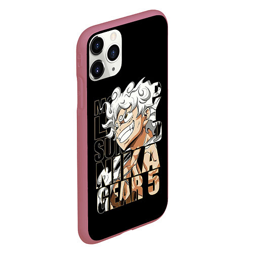 Чехол iPhone 11 Pro матовый Luffy Gear 5 Луффи / 3D-Малиновый – фото 2