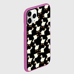 Чехол iPhone 11 Pro матовый Паттерн с гусями, цвет: 3D-фиолетовый — фото 2