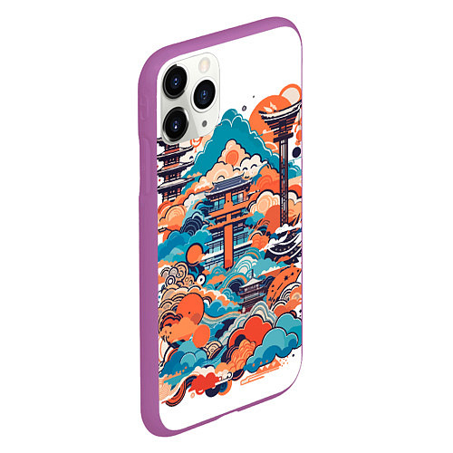 Чехол iPhone 11 Pro матовый Ancient japan / 3D-Фиолетовый – фото 2