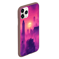 Чехол iPhone 11 Pro матовый Розовый город Retrowaves, цвет: 3D-коричневый — фото 2