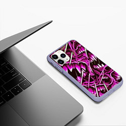 Чехол iPhone 11 Pro матовый Розовые кислотные клыки, цвет: 3D-светло-сиреневый — фото 2
