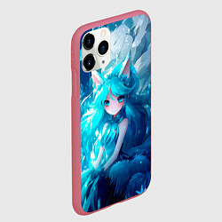 Чехол iPhone 11 Pro матовый Снежная лиса в стиле аниме, цвет: 3D-малиновый — фото 2