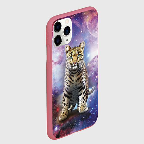 Чехол iPhone 11 Pro матовый Space leopard / 3D-Малиновый – фото 2