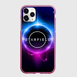 Чехол iPhone 11 Pro матовый Starfield space logo, цвет: 3D-малиновый