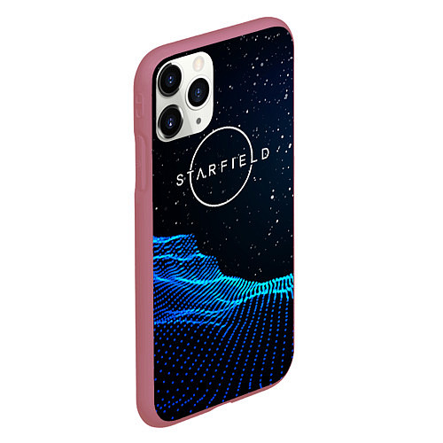 Чехол iPhone 11 Pro матовый Space logo Starfield / 3D-Малиновый – фото 2