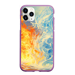 Чехол iPhone 11 Pro матовый Вода и пламя абстракция, цвет: 3D-фиолетовый