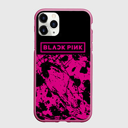Чехол iPhone 11 Pro матовый Black pink - emblem - pattern - music, цвет: 3D-малиновый