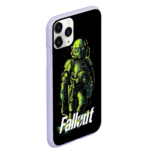 Чехол iPhone 11 Pro матовый Fallout green / 3D-Светло-сиреневый – фото 2