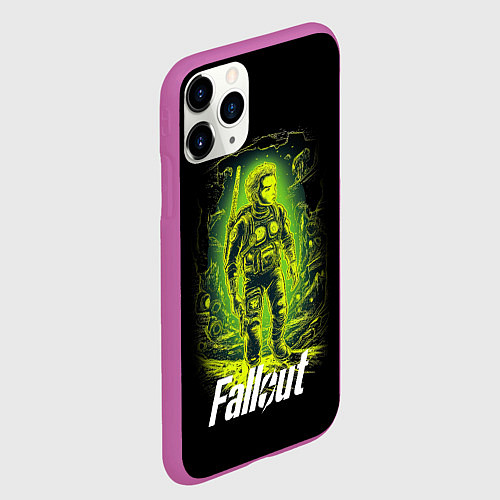 Чехол iPhone 11 Pro матовый Fallout game poster style / 3D-Фиолетовый – фото 2