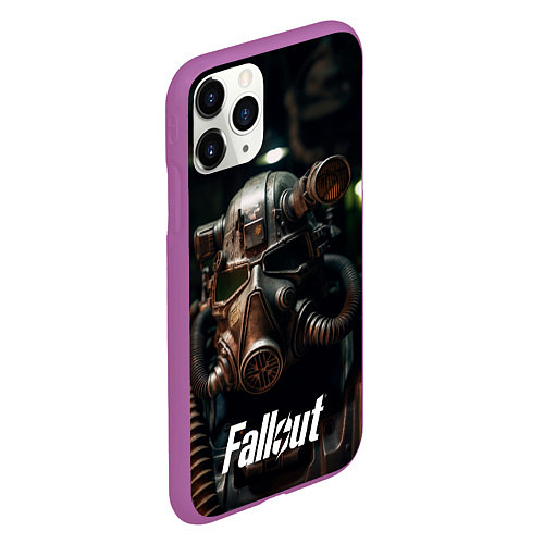 Чехол iPhone 11 Pro матовый Fallout man / 3D-Фиолетовый – фото 2