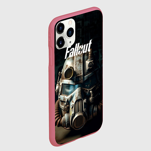Чехол iPhone 11 Pro матовый Шлем от силовой брони / 3D-Малиновый – фото 2