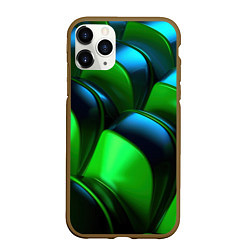 Чехол iPhone 11 Pro матовый Зеленые абстрактные элементы, цвет: 3D-коричневый