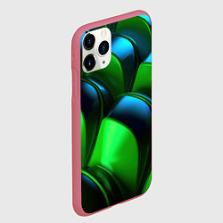 Чехол iPhone 11 Pro матовый Зеленые абстрактные элементы, цвет: 3D-малиновый — фото 2