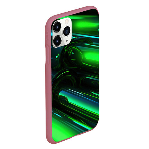 Чехол iPhone 11 Pro матовый Green elemetns / 3D-Малиновый – фото 2