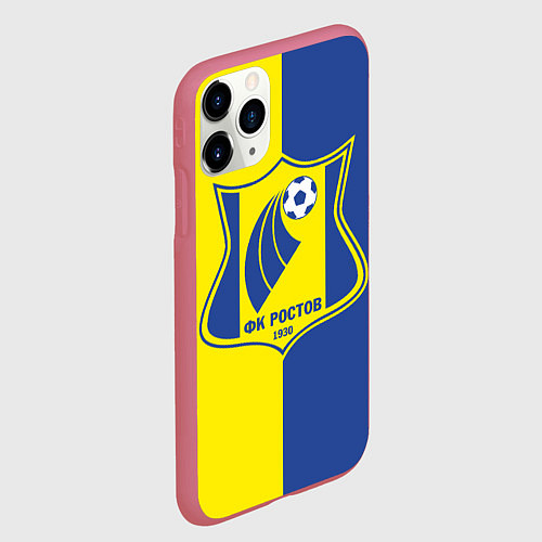 Чехол iPhone 11 Pro матовый ФК Ростов - жёлто синие / 3D-Малиновый – фото 2