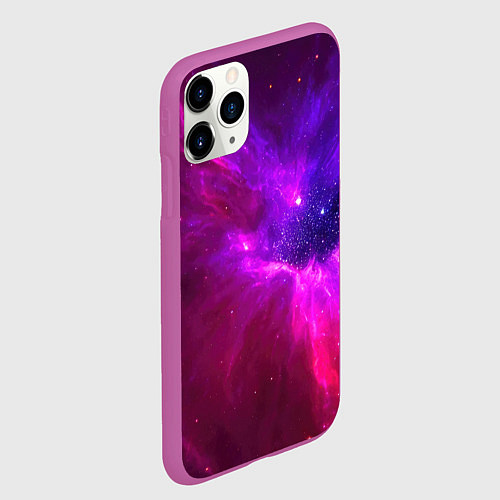 Чехол iPhone 11 Pro матовый Бескрайнее космическое пространство - галактика / 3D-Фиолетовый – фото 2