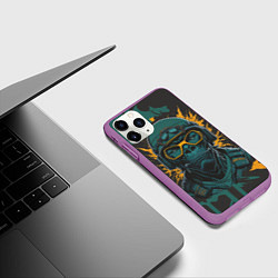 Чехол iPhone 11 Pro матовый Горилла в желтых очках, цвет: 3D-фиолетовый — фото 2