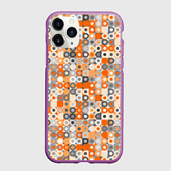 Чехол iPhone 11 Pro матовый Узор с кружками, цвет: 3D-фиолетовый