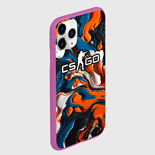 Чехол iPhone 11 Pro матовый Мазки краски - CS GO / 3D-Фиолетовый – фото 2