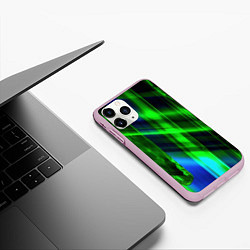 Чехол iPhone 11 Pro матовый Зеленая зеркальная абстракция, цвет: 3D-розовый — фото 2