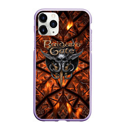 Чехол iPhone 11 Pro матовый Baldurs Gate 3 logo fire