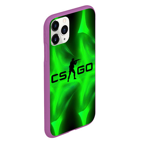 Чехол iPhone 11 Pro матовый CSGO green logo / 3D-Фиолетовый – фото 2