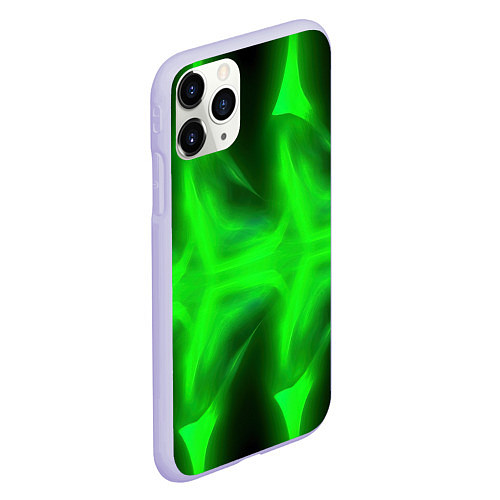 Чехол iPhone 11 Pro матовый Black green abstract / 3D-Светло-сиреневый – фото 2
