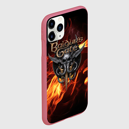 Чехол iPhone 11 Pro матовый Baldurs Gate 3 fire / 3D-Малиновый – фото 2
