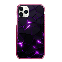 Чехол iPhone 11 Pro матовый Неоновые плиты с фиолетовым свечением