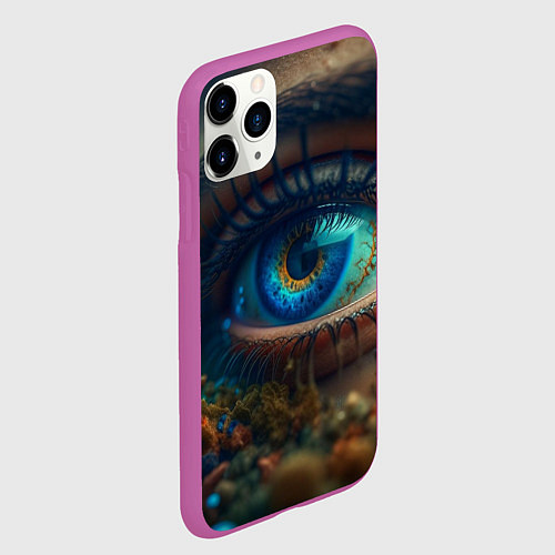 Чехол iPhone 11 Pro матовый Неоновый глаз / 3D-Фиолетовый – фото 2