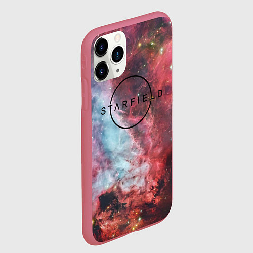 Чехол iPhone 11 Pro матовый Starfield лого космос / 3D-Малиновый – фото 2