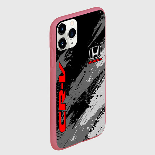 Чехол iPhone 11 Pro матовый Honda cr-v - Монохром / 3D-Малиновый – фото 2