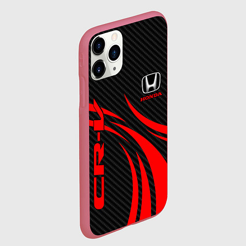 Чехол iPhone 11 Pro матовый Honda CR-V - красный и карбон / 3D-Малиновый – фото 2