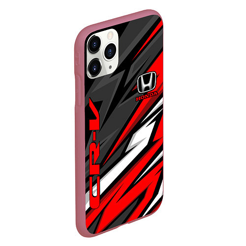 Чехол iPhone 11 Pro матовый Honda - CR-V - геометрия / 3D-Малиновый – фото 2